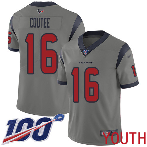 Houston Texans Limited Gray Youth Keke Coutee Jersey NFL Football #16 100th Season Inverted Legend